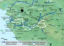 Carte des combats en Vendée en décembre 1793.