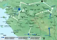 Carte des combats en Vendée en juin 1793.