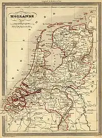 Carte des Pays-Bas de 1843.