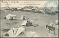 Carte postale représentant un campement face au borj al-Kabir en 1915
