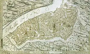 Carte de la ville d'Arles et de ses remparts au XVIIe&nbsp;siècle