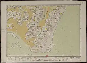Carte montrant le Sud-Est de l'île Nasan, appelée ici île de La Rigaudière.