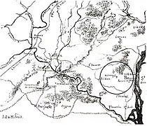 Carte des gorges de l'Ardèche et de ces monuments mégalithiques par Jules Ollier de Marichard, 1867.