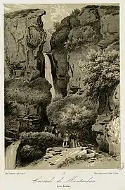 Cascade de Montauban au milieu du XIXe siècle par Joseph Latour