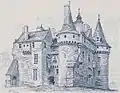Dessin du château de Kérouzéré en 1891 (par Albert Robida).