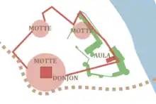 Plan supposé du château primitif.