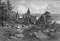 Château du Hénan près de Pont-Aven (dessin de Félix Benoist, lithographie  d'Eugène Cicéri, 1867).