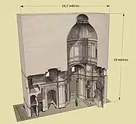 Schéma de l'intérieur de la chapelle du château de Fresnes-sur-Marne, moitié du XVIIe&nbsp;siècle.