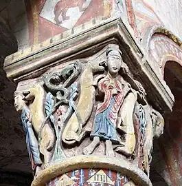 Capitale historique avec la scène de Daniel dans la fosse aux lions. Sainte-Radegonde.