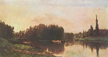 La Confluence de la Seine et de l'Oise (1868), huile sur toile, 87 x 157&nbsp;cm, musée des beaux-arts de Budapest
