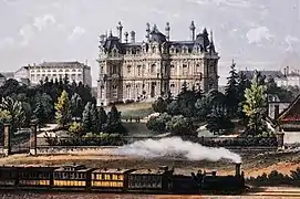 Vue du jardin au XIXe siècle par Charles Fichot.