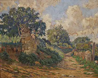 Chemin à Carennac (Lot) (vers 1933-1935), huile sur bois, 32,5&nbsp;×&nbsp;41&nbsp;cm, collection particulière.