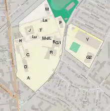 Plan d'un campus scolaire.