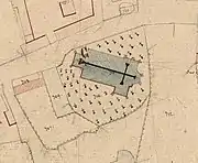 Plan de l'église entourée du cimetière.Plan cadastral de 1830.