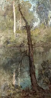 Le fleuve Yarra à Warrandyte, date inconnue, huile sur toile, 64,5&nbsp;×&nbsp;34&nbsp;cm, collection privée.