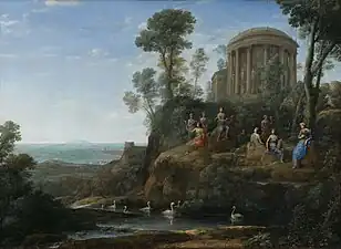 Apollon et les Muses sur l'Hélicon, Claude Le Lorrain, 1680.