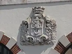 Fronton de la gare des chemins de fer vicinaux de Vesoul (actuellement La Poste)