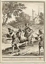 Gravure de Pierre Chenu et de Charles-Nicolas Cochin d'après un dessin de Jean-Baptiste Oudry (1755).