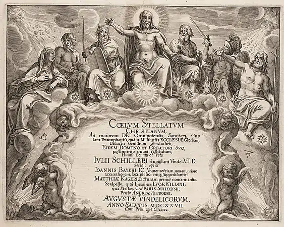 Dans le frontispice, le Christ représente le soleil, reprenant ainsi la tradition de Noël, qui fait coïncider la naissance de Jésus avec le solstice d'hiver, les jours s'allongeant et prenant le pas sur la nuit comme le Christ vainc les ténèbres.