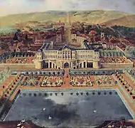 Peinture du château au XVIIIe&nbsp;siècle (vue depuis les jardins), artiste anonyme.