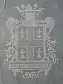 Blason du comte de Terves dans la chapelle du cimetière de Brain-sur-Longuenée.