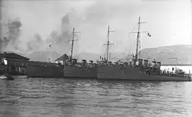 Les Boutefeu (BF), Cimeterre (CM) et Faulx (FX) à Toulon en 1914.