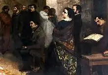 L'Atelier du peintre, peint en 1855 par Gustave Courbet, montre un repentir de Jeanne Duval, à gauche de Charles Baudelaire lisant son livre.