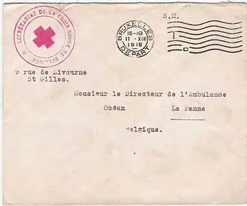 Courrier adressé à l'hôpital de l'Océan en 1918.