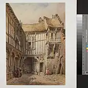 Cour de maison au no&nbsp;29 rue de la Tannerie, Abbeville, Somme, 1865