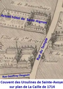 Couvent sur plan de La Caille de 1714.