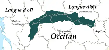 Carte de l'aire linguistique du Croissant