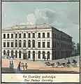Palais Cziráky (lithographie de Carl Vasquez-Pinas von Löwenthal (de), 1837)