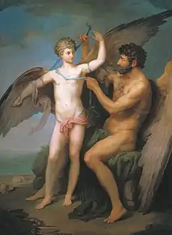 Dédale liant des ailes à Icare, 1776Huile sur toile. 145 × 196,4 cmGalerie Tretiakov, Moscou