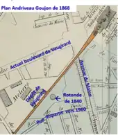 Dépôt de Vaugirard sur plan de 1868.
