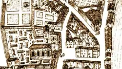 L'église de Villegoudou et son cimétière (n°40), ainsi que l'hôpital Saint-Jacques (n°39) en 1674