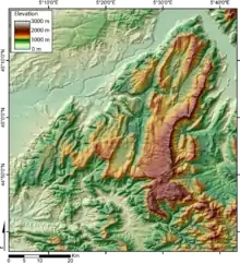 Carte topographique du massif