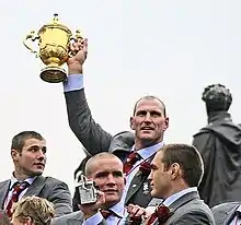 Lawrence Dallaglio, alors capitaine de l'équipe nationale anglaise.