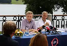 Lors d'une conférence de presse, en août 2014.