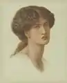 Dante Gabriel Rossetti.Portrait de Jane Morris, vers 1870, craie colorée sur papier, 50,1&nbsp;×&nbsp;40,3&nbsp;cm, collection privée.