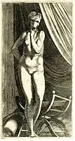 Femme nue debout, peut-être Vénus, d'après Primaticcio, hauteur 280&nbsp;mm (rogné).