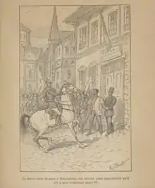 Debordeaux arrêté à Pasly, devant la mairie, et retenu par le maire Deschamps.