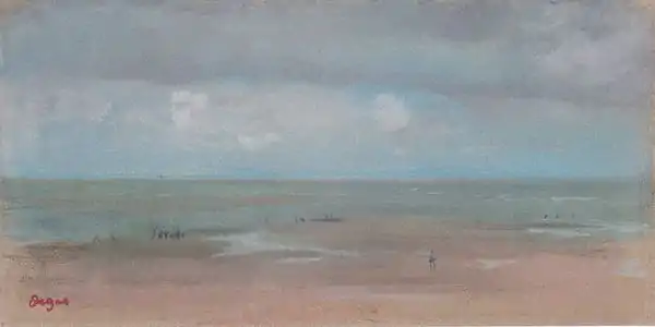 Paysage de plage, 1869, pastel sur papier, 15,6&nbsp;×&nbsp;30,5&nbsp;cm, Palais Albertina, Vienne.
