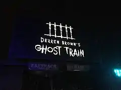 Enseigne de Derren Brown's Ghost Train à Thorpe Park