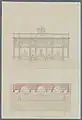 Dessin scolaire d'architecture représentant un château d'eau réalisé par Prosper Morey durant ses études aux Beaux-Arts de Paris. Paris, École Nationale des Beaux-Arts de Paris, Esq 193.