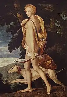 Diane chasseresse de l'École de Fontainebleau, huile sur toile, 1550-1560.