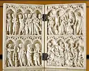 Scènes de la vie du Christ. Diptyque en ivoire. Paris, XIVe siècle.