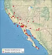 Carte de répartition des deux espèces.