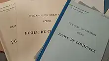 Documents d'archives de 1975 posant les bases de la création de l'école.