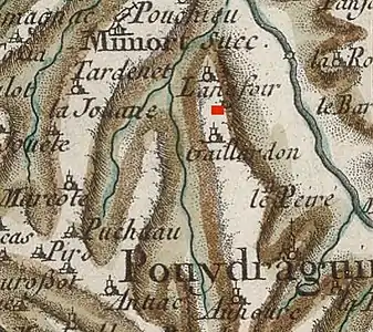Domaine de Lanafoir (XVe – XVIIIe&nbsp;siècle, à Pouydraguin. Carte de Cassini (1733)).