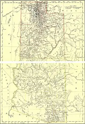 Carte de la frontière entre l'Arizona et l'Utah en 1888